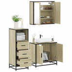 3 Piece Bathroom Furniture Set Sonoma Oak Engineered Wood