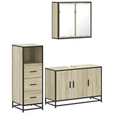 3 Piece Bathroom Furniture Set Sonoma Oak Engineered Wood - Front View