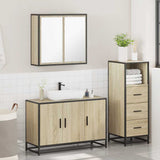 3 Piece Bathroom Furniture Set Sonoma Oak Engineered Wood - Top-Down View