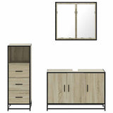 3 Piece Bathroom Furniture Set Sonoma Oak Engineered Wood - 45-Degree Angle