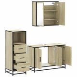 3 Piece Bathroom Furniture Set Sonoma Oak Engineered Wood - Rear View