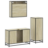 3 Piece Bathroom Furniture Set Sonoma Oak Engineered Wood - Low Angle