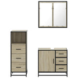 3 Piece Bathroom Furniture Set Sonoma Oak Engineered Wood - 45-Degree Angle