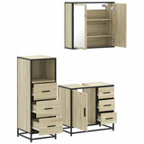 3 Piece Bathroom Furniture Set Sonoma Oak Engineered Wood - Rear View