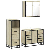 3 Piece Bathroom Furniture Set Sonoma Oak Engineered Wood - Front View