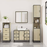 3 Piece Bathroom Furniture Set Sonoma Oak Engineered Wood - Side View