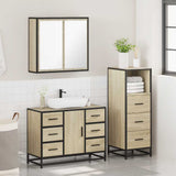 3 Piece Bathroom Furniture Set Sonoma Oak Engineered Wood - Top-Down View