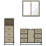 3 Piece Bathroom Furniture Set Sonoma Oak Engineered Wood - 45-Degree Angle