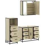 3 Piece Bathroom Furniture Set Sonoma Oak Engineered Wood - Rear View