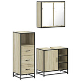 3 Piece Bathroom Furniture Set Sonoma Oak Engineered Wood - Front View