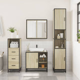 3 Piece Bathroom Furniture Set Sonoma Oak Engineered Wood - Side View