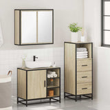 3 Piece Bathroom Furniture Set Sonoma Oak Engineered Wood - Top-Down View
