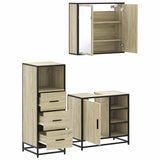 3 Piece Bathroom Furniture Set Sonoma Oak Engineered Wood - Rear View