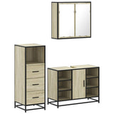 3 Piece Bathroom Furniture Set Sonoma Oak Engineered Wood - Front View