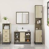 3 Piece Bathroom Furniture Set Sonoma Oak Engineered Wood - Side View