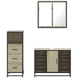 3 Piece Bathroom Furniture Set Sonoma Oak Engineered Wood - 45-Degree Angle