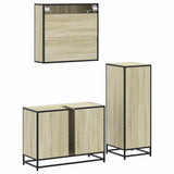 3 Piece Bathroom Furniture Set Sonoma Oak Engineered Wood - Close-Up Angle