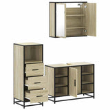 3 Piece Bathroom Furniture Set Sonoma Oak Engineered Wood - Low Angle