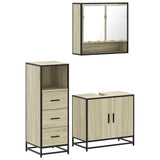 3 Piece Bathroom Furniture Set Sonoma Oak Engineered Wood - Front View