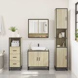 3 Piece Bathroom Furniture Set Sonoma Oak Engineered Wood - Side View