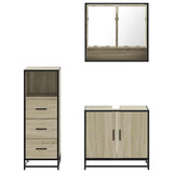 3 Piece Bathroom Furniture Set Sonoma Oak Engineered Wood - 45-Degree Angle