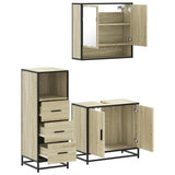 3 Piece Bathroom Furniture Set Sonoma Oak Engineered Wood - Low Angle