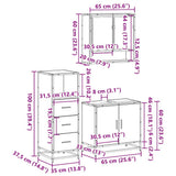 3 Piece Bathroom Furniture Set Sonoma Oak Engineered Wood - Extra Image