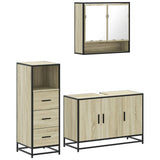 3 Piece Bathroom Furniture Set Sonoma Oak Engineered Wood - Front View