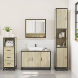 3 Piece Bathroom Furniture Set Sonoma Oak Engineered Wood - Side View