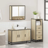 3 Piece Bathroom Furniture Set Sonoma Oak Engineered Wood - Top-Down View