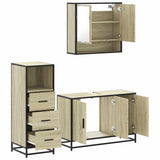3 Piece Bathroom Furniture Set Sonoma Oak Engineered Wood - Low Angle