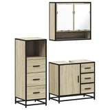 3 Piece Bathroom Furniture Set Sonoma Oak Engineered Wood - Front View
