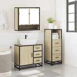 3 Piece Bathroom Furniture Set Sonoma Oak Engineered Wood - Top-Down View