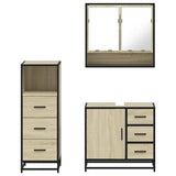 3 Piece Bathroom Furniture Set Sonoma Oak Engineered Wood - 45-Degree Angle