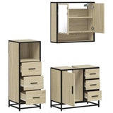 3 Piece Bathroom Furniture Set Sonoma Oak Engineered Wood - Low Angle