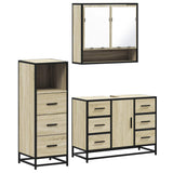 3 Piece Bathroom Furniture Set Sonoma Oak Engineered Wood - Front View