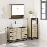 3 Piece Bathroom Furniture Set Sonoma Oak Engineered Wood - Top-Down View