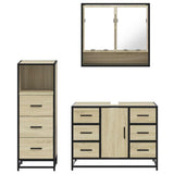3 Piece Bathroom Furniture Set Sonoma Oak Engineered Wood - 45-Degree Angle