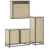 3 Piece Bathroom Furniture Set Sonoma Oak Engineered Wood - Close-Up Angle