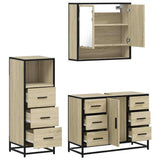 3 Piece Bathroom Furniture Set Sonoma Oak Engineered Wood - Low Angle
