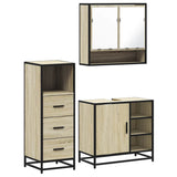 3 Piece Bathroom Furniture Set Sonoma Oak Engineered Wood - Front View