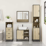 3 Piece Bathroom Furniture Set Sonoma Oak Engineered Wood - Side View