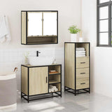 3 Piece Bathroom Furniture Set Sonoma Oak Engineered Wood - Top-Down View