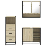 3 Piece Bathroom Furniture Set Sonoma Oak Engineered Wood - 45-Degree Angle