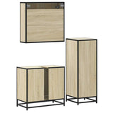 3 Piece Bathroom Furniture Set Sonoma Oak Engineered Wood - Close-Up Angle