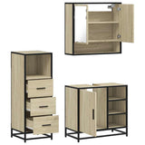 3 Piece Bathroom Furniture Set Sonoma Oak Engineered Wood - Low Angle