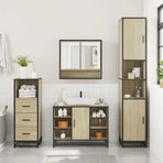 3 Piece Bathroom Furniture Set Sonoma Oak Engineered Wood