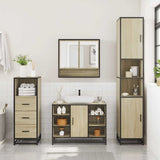 3 Piece Bathroom Furniture Set Sonoma Oak Engineered Wood - Side View