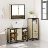 3 Piece Bathroom Furniture Set Sonoma Oak Engineered Wood - Top-Down View