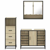 3 Piece Bathroom Furniture Set Sonoma Oak Engineered Wood - 45-Degree Angle